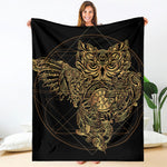 Golden Spiritual Owl Print Blanket