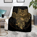 Golden Spiritual Owl Print Blanket