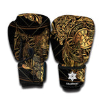 Golden Spiritual Owl Print Boxing Gloves