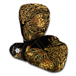 Golden Spiritual Owl Print Boxing Gloves