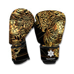 Golden Spiritual Owl Print Boxing Gloves