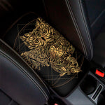 Golden Spiritual Owl Print Car Center Console Cover