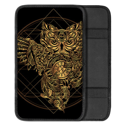Golden Spiritual Owl Print Car Center Console Cover