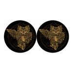 Golden Spiritual Owl Print Car Coasters