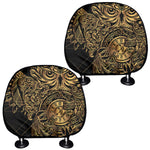 Golden Spiritual Owl Print Car Headrest Covers