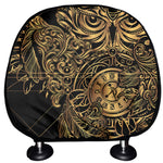 Golden Spiritual Owl Print Car Headrest Covers
