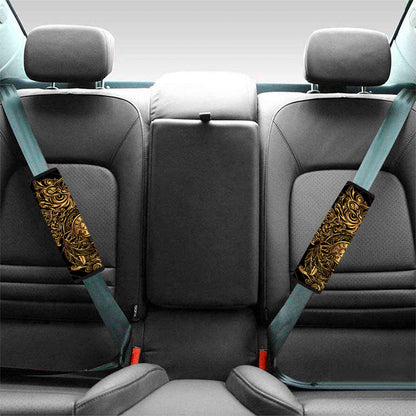 Golden Spiritual Owl Print Car Seat Belt Covers