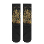 Golden Spiritual Owl Print Crew Socks