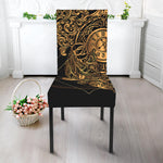 Golden Spiritual Owl Print Dining Chair Slipcover