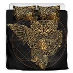 Golden Spiritual Owl Print Duvet Cover Bedding Set