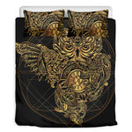 Golden Spiritual Owl Print Duvet Cover Bedding Set