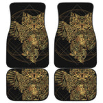 Golden Spiritual Owl Print Front and Back Car Floor Mats