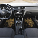 Golden Spiritual Owl Print Front and Back Car Floor Mats