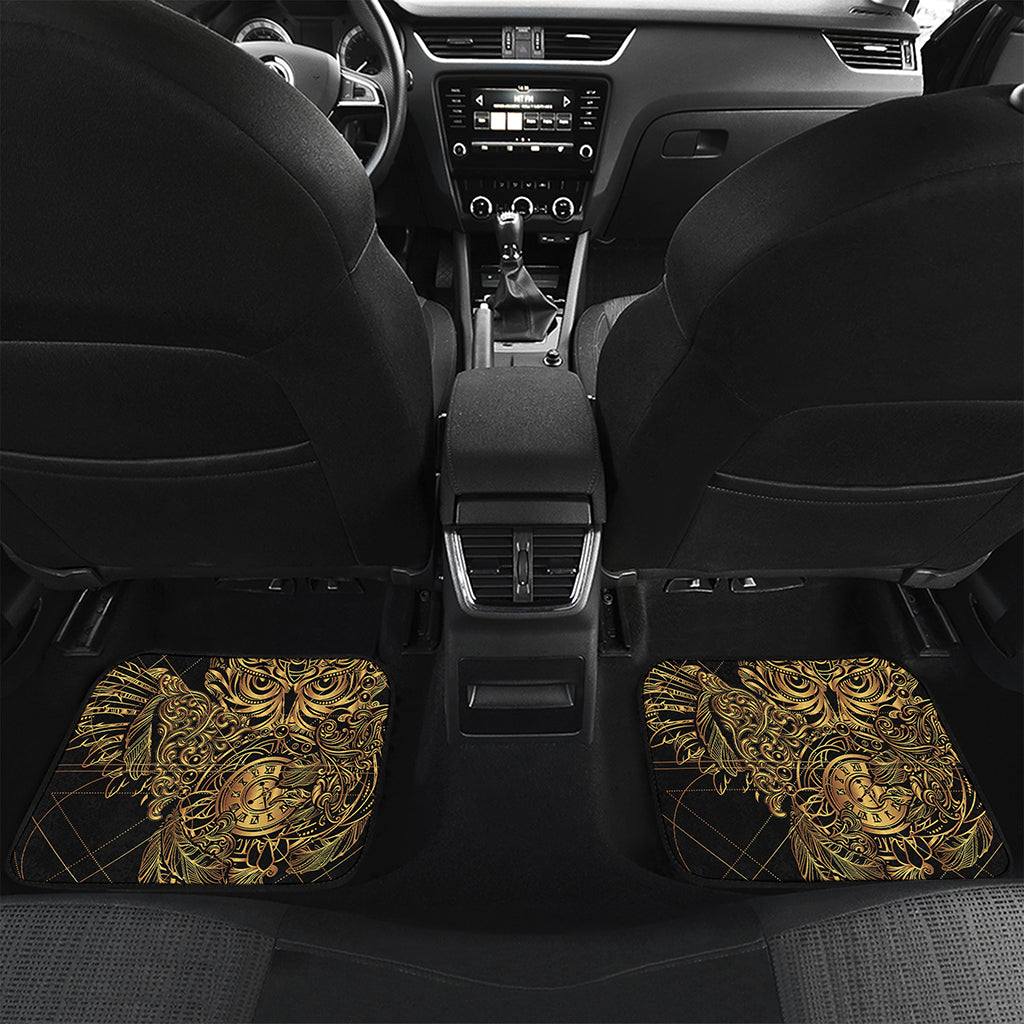 Golden Spiritual Owl Print Front and Back Car Floor Mats