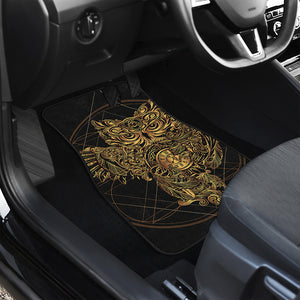 Golden Spiritual Owl Print Front Car Floor Mats