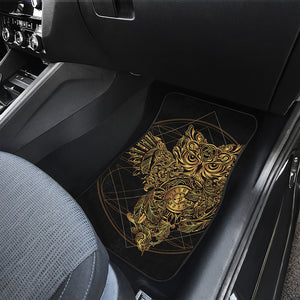 Golden Spiritual Owl Print Front Car Floor Mats