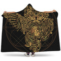 Golden Spiritual Owl Print Hooded Blanket