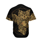 Golden Spiritual Owl Print Men's Baseball Jersey
