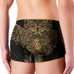 Golden Spiritual Owl Print Men's Boxer Briefs