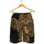 Golden Spiritual Owl Print Men's Shorts