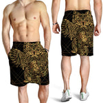 Golden Spiritual Owl Print Men's Shorts