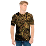 Golden Spiritual Owl Print Men's T-Shirt
