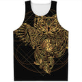 Golden Spiritual Owl Print Men's Tank Top