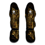 Golden Spiritual Owl Print Muay Thai Shin Guard