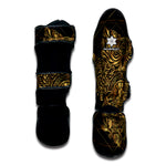 Golden Spiritual Owl Print Muay Thai Shin Guard