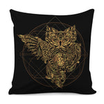 Golden Spiritual Owl Print Pillow Cover