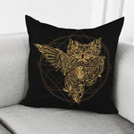 Golden Spiritual Owl Print Pillow Cover