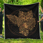 Golden Spiritual Owl Print Quilt