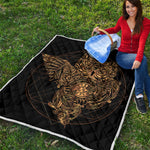 Golden Spiritual Owl Print Quilt