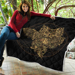 Golden Spiritual Owl Print Quilt