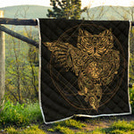 Golden Spiritual Owl Print Quilt