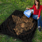 Golden Spiritual Owl Print Quilt