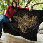 Golden Spiritual Owl Print Quilt