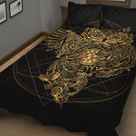 Golden Spiritual Owl Print Quilt Bed Set
