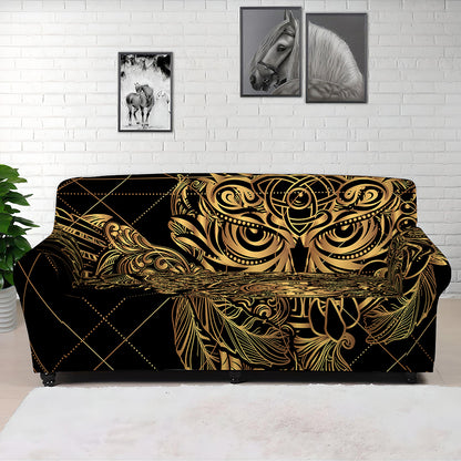 Golden Spiritual Owl Print Sofa Cover