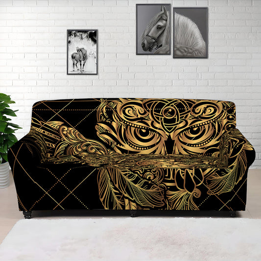 Golden Spiritual Owl Print Sofa Cover