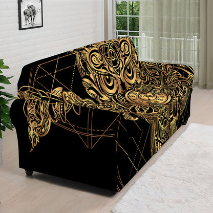 Golden Spiritual Owl Print Sofa Cover