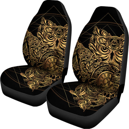 Golden Spiritual Owl Print Universal Fit Car Seat Covers