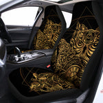Golden Spiritual Owl Print Universal Fit Car Seat Covers
