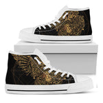 Golden Spiritual Owl Print White High Top Shoes