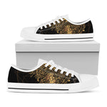 Golden Spiritual Owl Print White Low Top Shoes