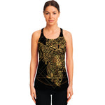Golden Spiritual Owl Print Women's Racerback Tank Top