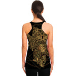 Golden Spiritual Owl Print Women's Racerback Tank Top