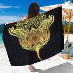 Golden Spiritual Stingray Print Beach Sarong Wrap