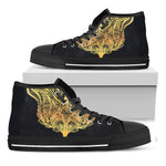 Golden Spiritual Stingray Print Black High Top Shoes