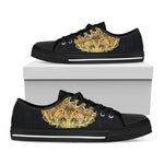 Golden Spiritual Stingray Print Black Low Top Shoes 